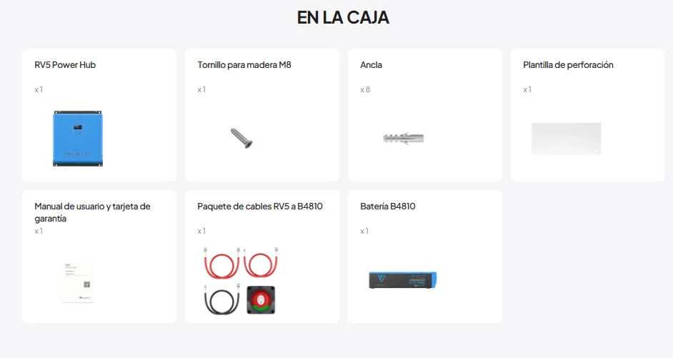 Conteúdo da caixa do BLUETTI RV5 Power Hub com bateria B4810