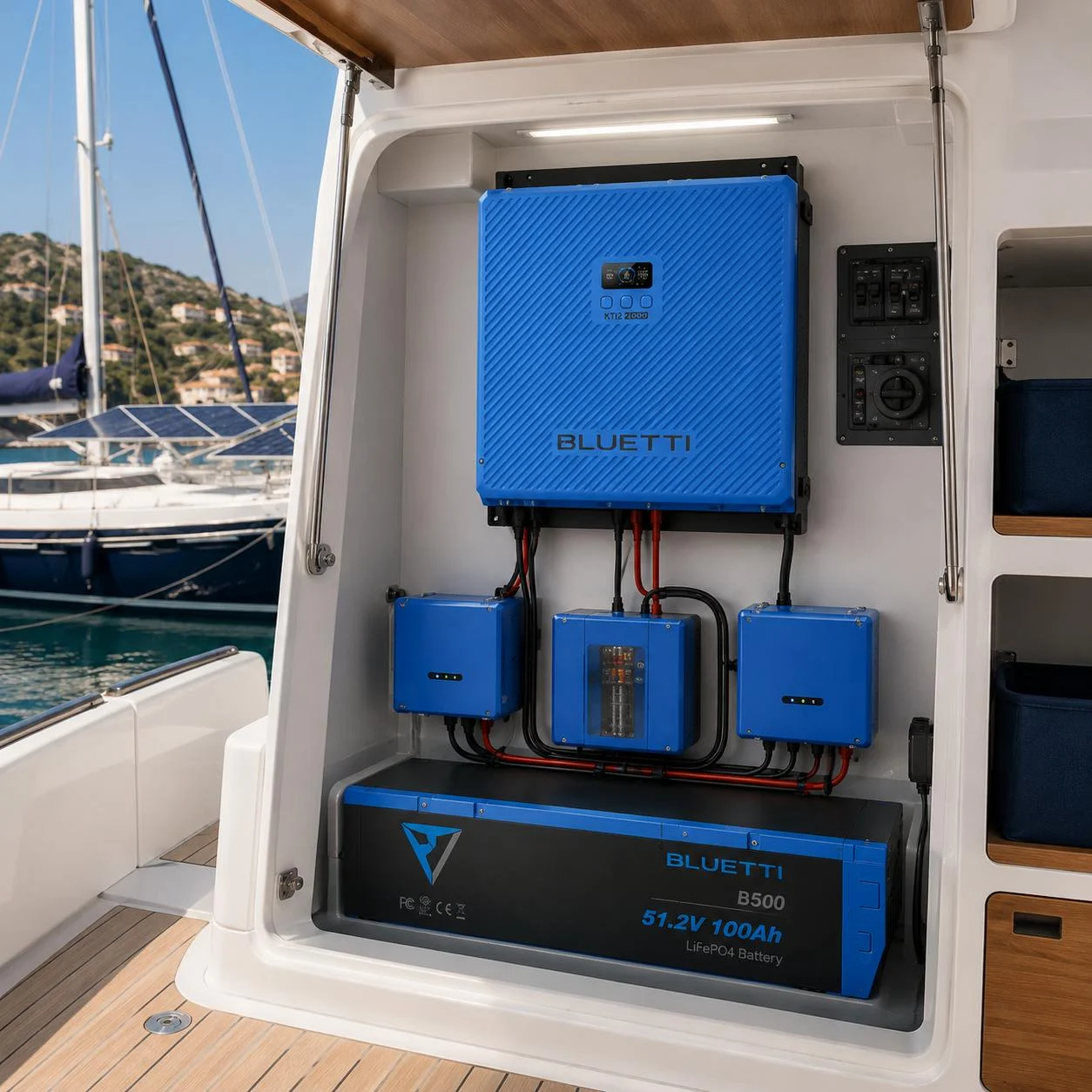 BLUETTI Power Hub como ecossistema solar modular para barcos e iates