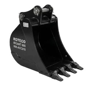 Balde com dentes de 200 mm para escavadora Roteco Bigant