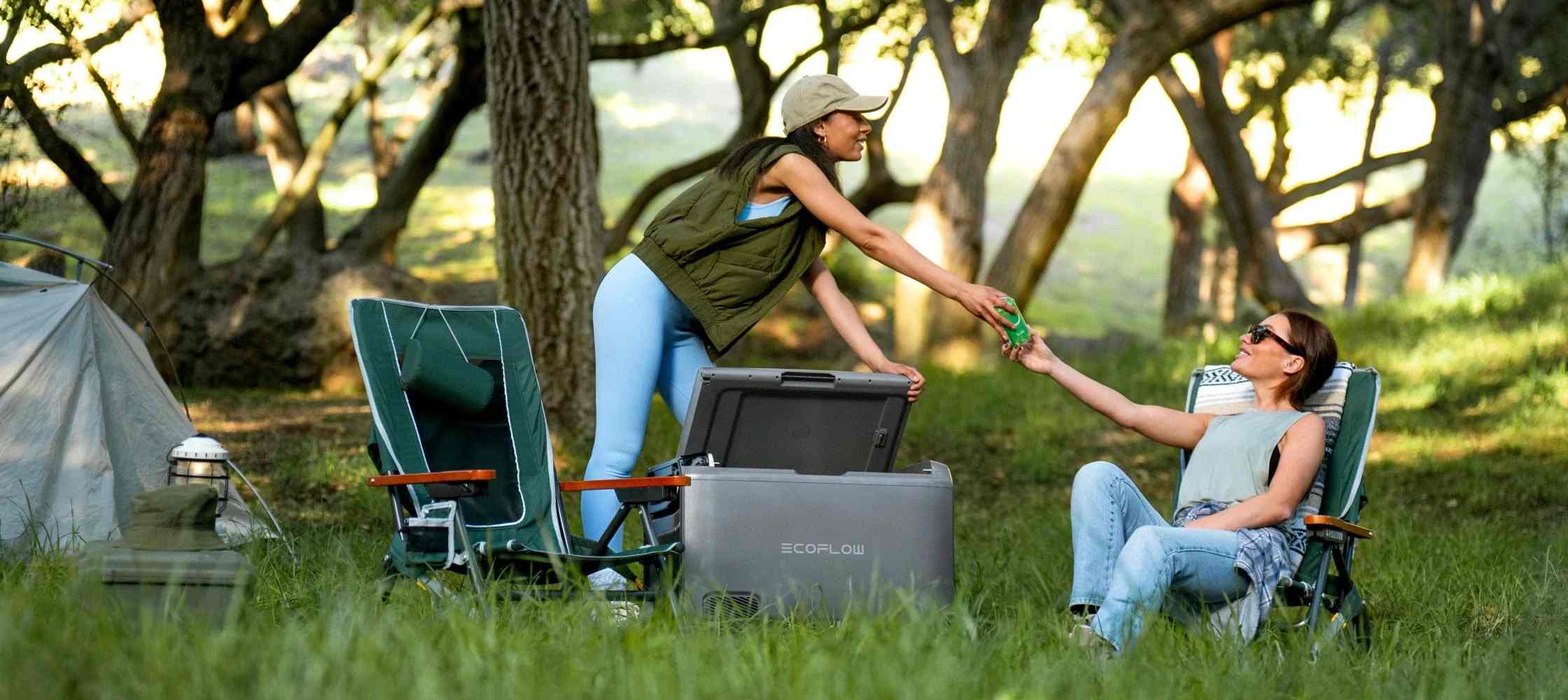 Frigorífico congelador portátil EcoFlow Glacier Classic 55L em campismo