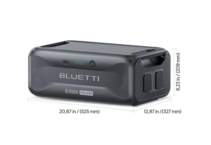 Dimensões da bateria BLUETTI B300K: 525 x 327 x 209 mm